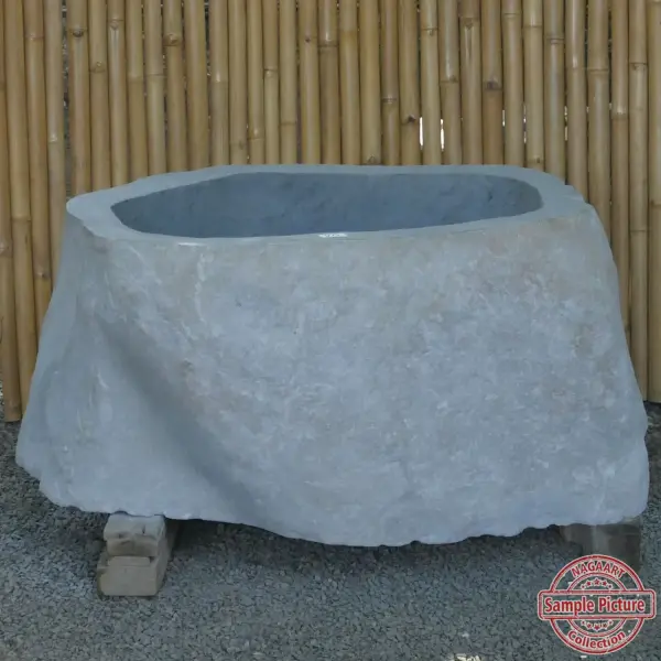 Product image of the product “Riverstone basin, natural surface, polished inside. Dia approx 101-110. Height 61-70 ”